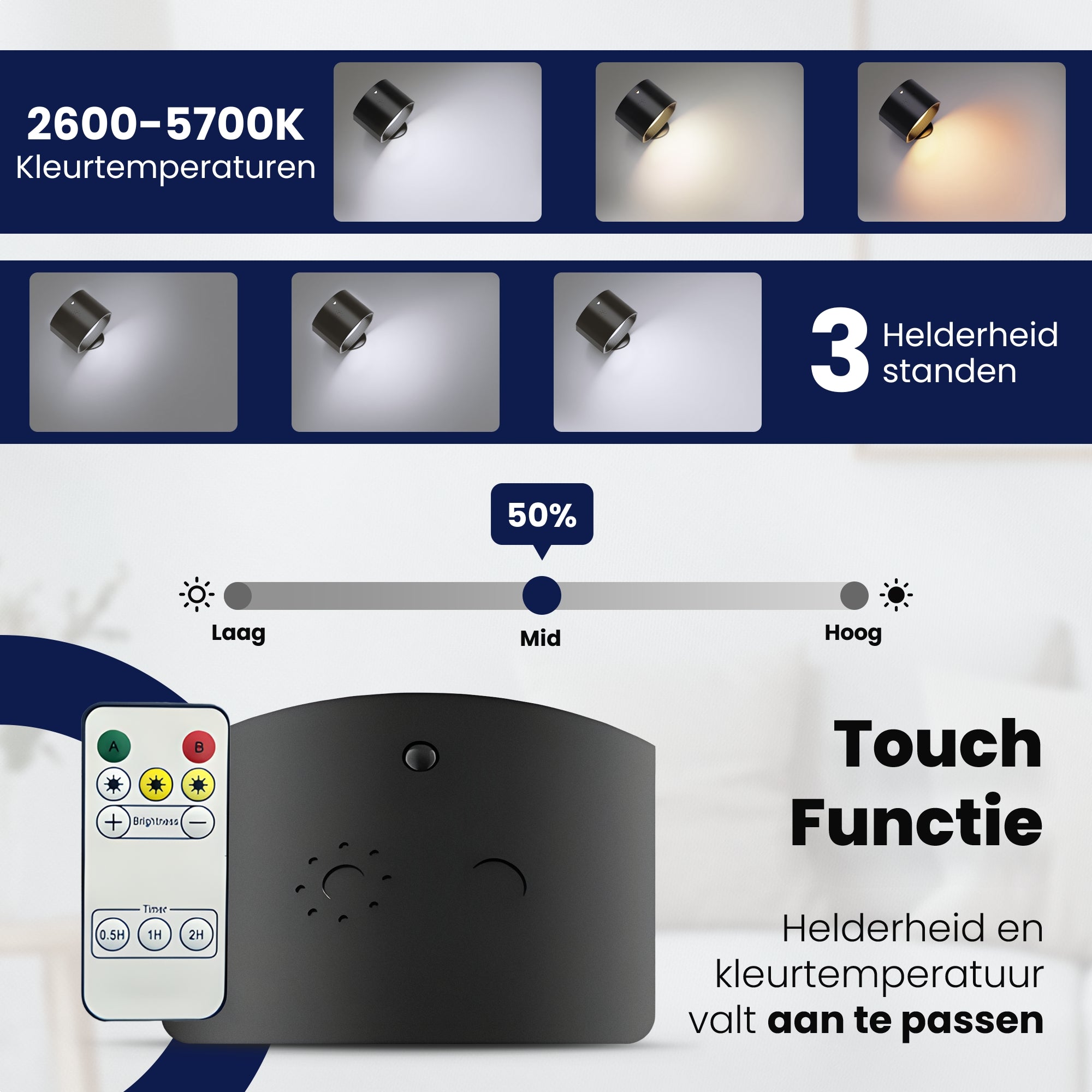 LUNA – Wireless Dimmable Bedside Wall Lamp